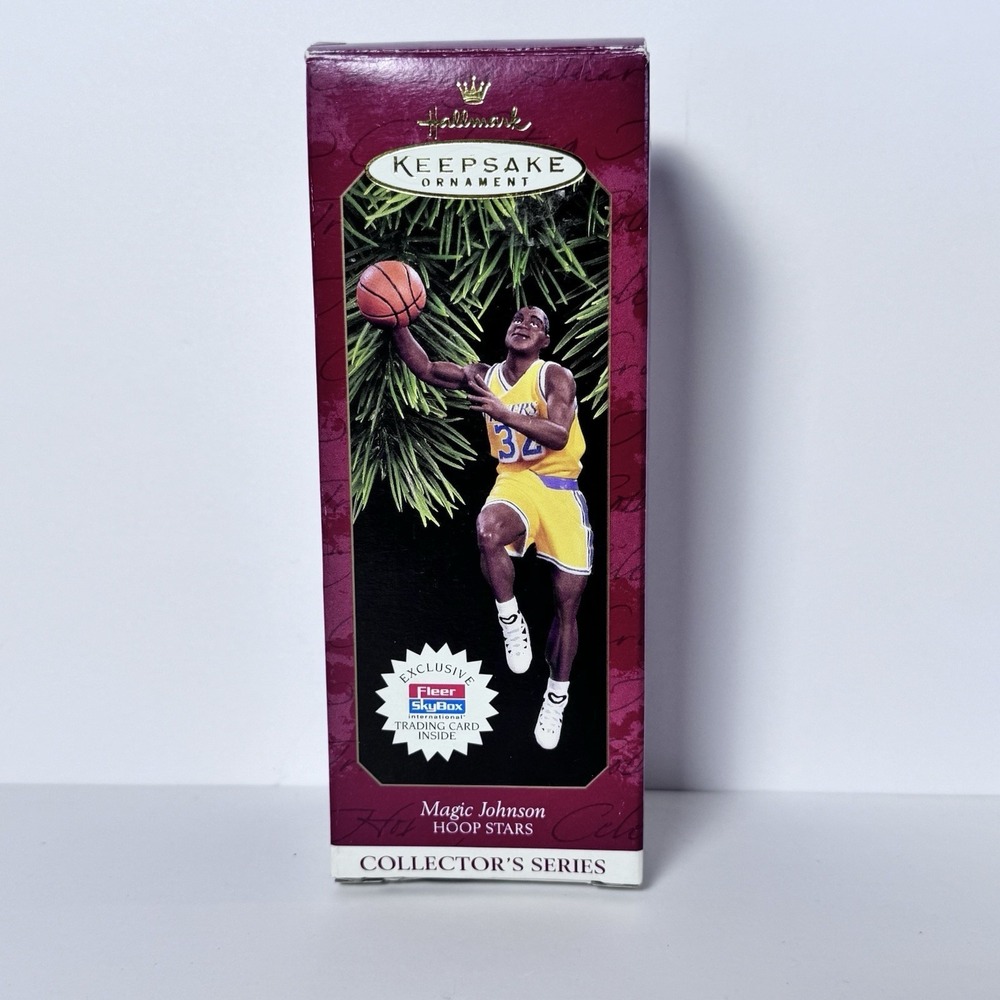 Hallmark Keepsake Ornament 1997 Hoop Stars Magic Johnson‎ with Trading Card
